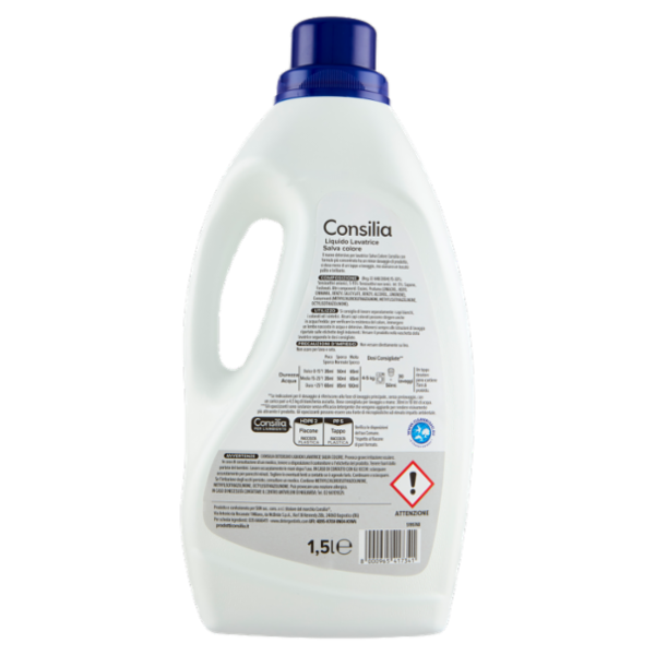 Consilia Detersivo per Lavatrice Liquido Capi Colorati 30 Lavaggi 1,5 L