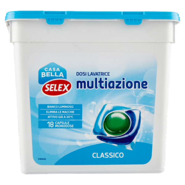 Selex Casa Bella Detersivo per Lavatrice Liquido Concentrato Classico 18 Capsule Idrosolubili 378 ml