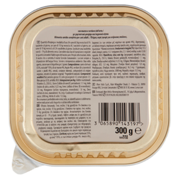 Cesar Selezioni dell'Orto Cibo Umido Cane con Manzo e Verdure dell'Orto 300 g