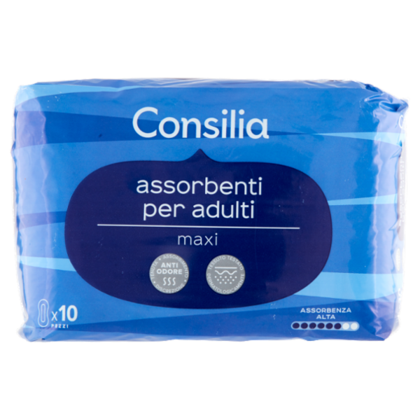 Consilia Assorbenti per Adulti Anatomici per Incontinenza Leggera Misura Maxi 10 pezzi