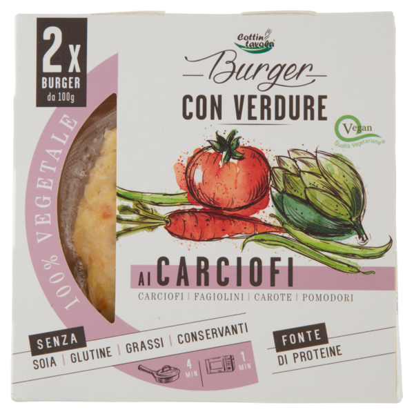 Cottin tavola 100% Vegetale Burger con Verdure ai Carciofi 2 x 100 g