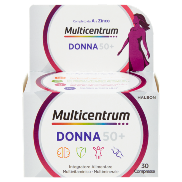 Multicentrum donna 50 + integratore multivitaminico completo con vitamina D, acido folico 30 cpr 49g