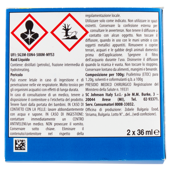 Raid Liquido Zanzare tigre e comuni Inodore 2 Ricariche 2 x 36 ml