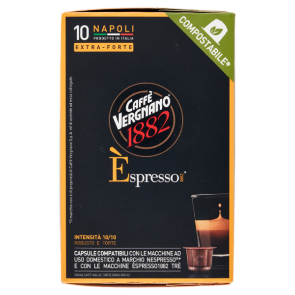 Caffè Vergnano 1882 Èspresso1882 Napoli Compostabile** Capsule Compatibili Nespresso* 10 x 5 g