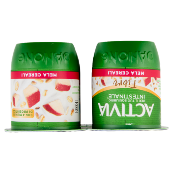 ACTIVIA Fibre Yogurt con Probiotico Bifidus, gusto Mela & Cereali, 4x125g