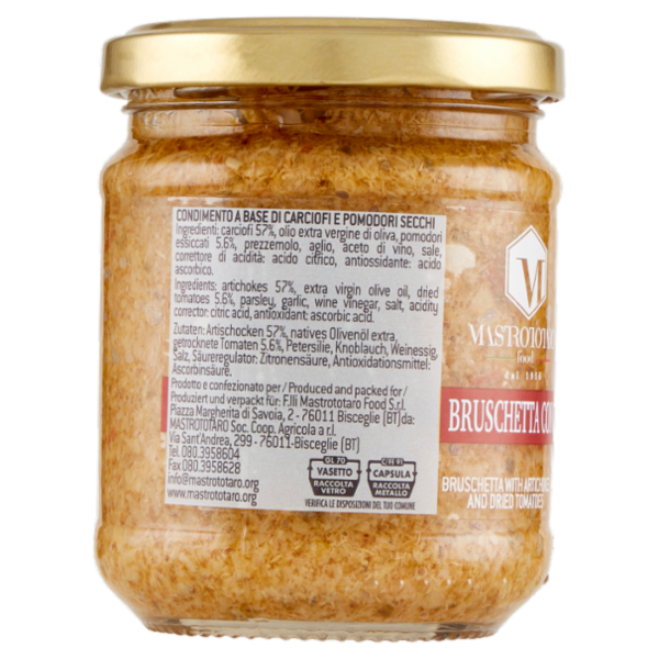Mastrototaro food Bruschetta con Carciofi e Pomodori Secchi 180 g
