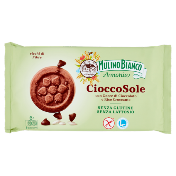 Mulino Bianco Armonia Cioccosole Biscotti con Gocce di Cioccolato Riso Senza Glutine e Lattosio 250g