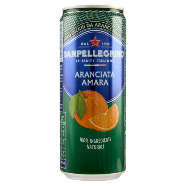 BIBITE SANPELLEGRINO, Bevande Gassate, Naturali, Aranciata Amara, Lattina 33cl