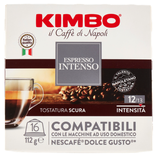 Kimbo Espresso Intenso Capsule Compatibili con le Macchine Nescafé Dolce Gusto* 16 x 7 g