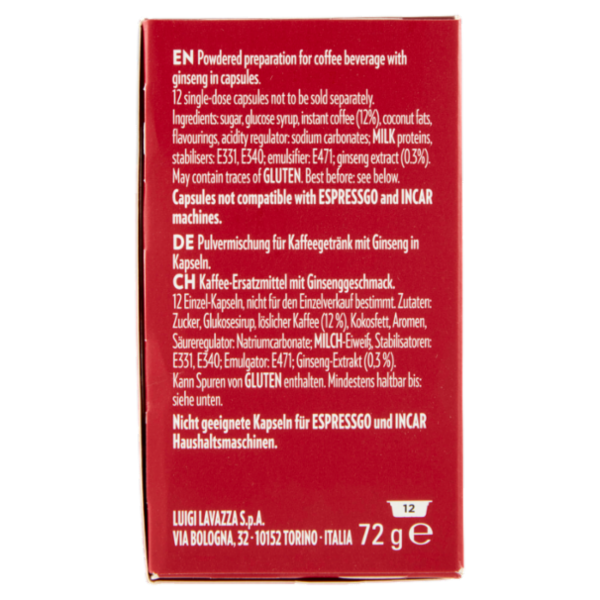 Lavazza A Modo Mio Caffè Ginseng 12 Capsule 72 g