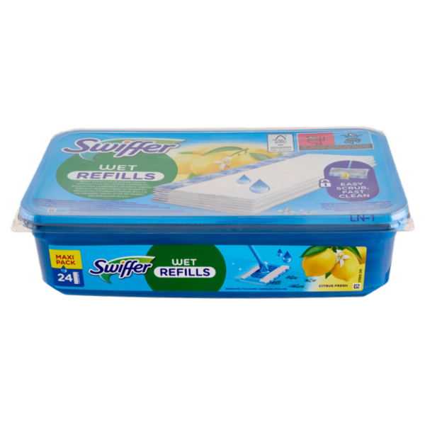Swiffer Wet Panni Umidi Lavapavimenti Citrus Fresh - Ricarica 24 Salviette