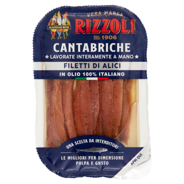 Rizzoli Filetti di Alici Cantabriche in Olio 100% Italiano 40 g