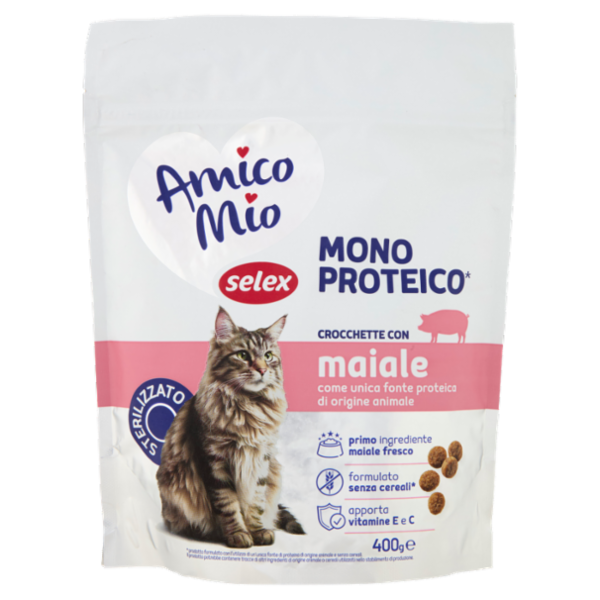 Selex Amico Mio Gatto Croccantini con Maiale Mono Proteico 400 g