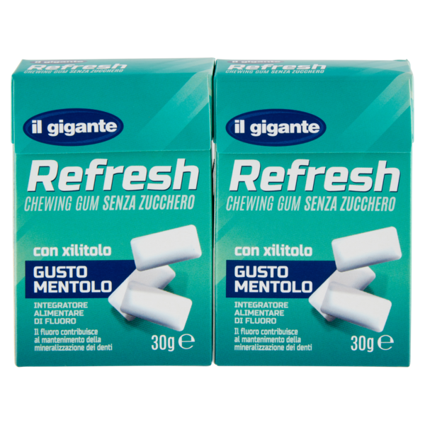 IL GIGANTE Refresh Chewing Gum Senza Zucchero Gusto Mentolo 2 x 30 g