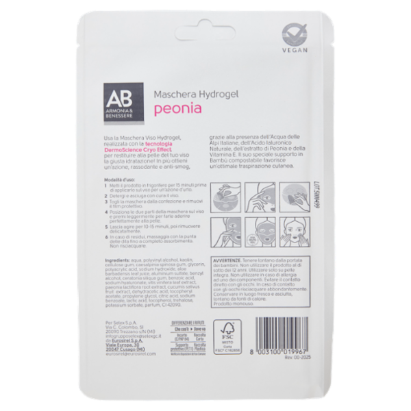 Armonia & Benessere Maschera Viso Hydrogel con Peonia