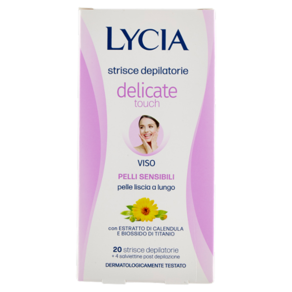 Lycia delicate touch strisce depilatorie Viso Pelli Sensibili 20 strisce + 4 salviettine