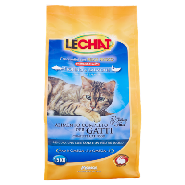 LeChat Croccantini con Pesce Fresco Tonno e Salmone 1,5 kg