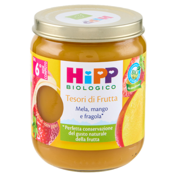 HiPP Biologico Tesori di frutta Mela, mango e fragola° 160 g