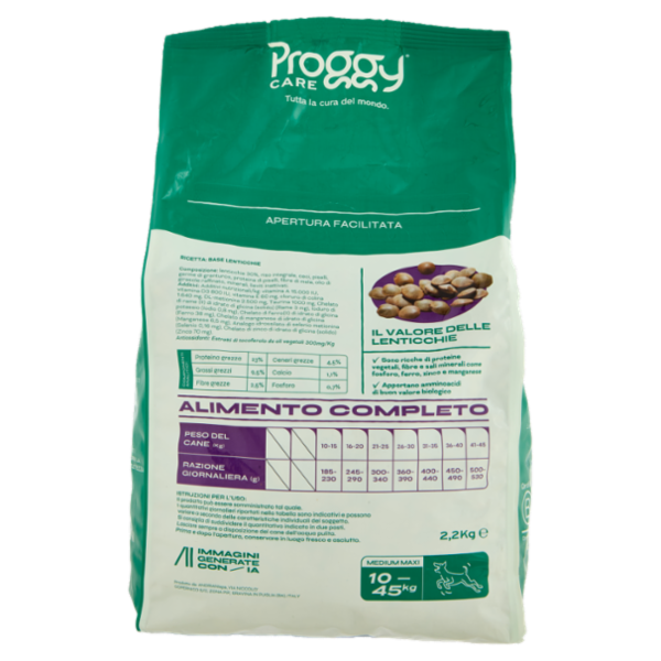 Proggy Care 30% Lenticchie Alimento Completo Cane Adulto Medium Maxi 10-45Kg 2,2 Kg