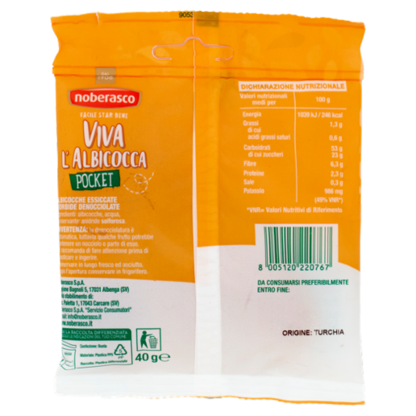 noberasco Viva l'Albicocca Pocket 40 g