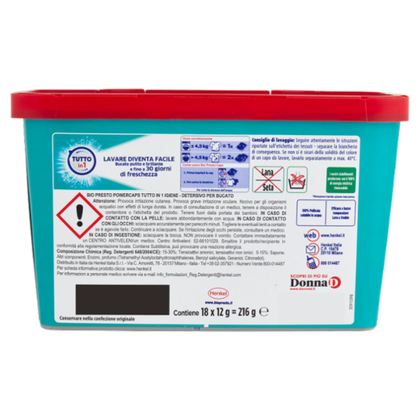 BIO PRESTO Power Caps Igiene 18pz (216g)