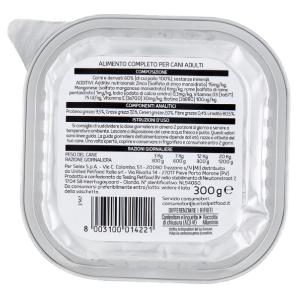 Selex Amico Mio Cane Paté con Pollo Mono Proteico 300 g