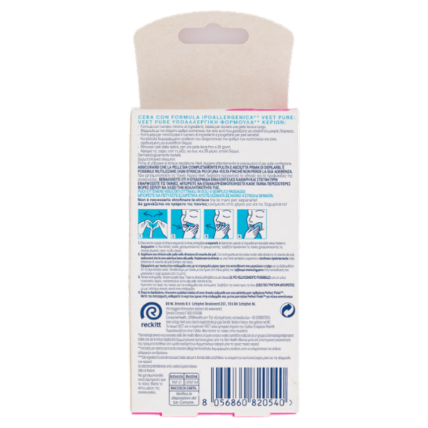 Veet Pure Strisce Depilatorie Viso, Ipoallergeniche, Confezione da 16 Strisce