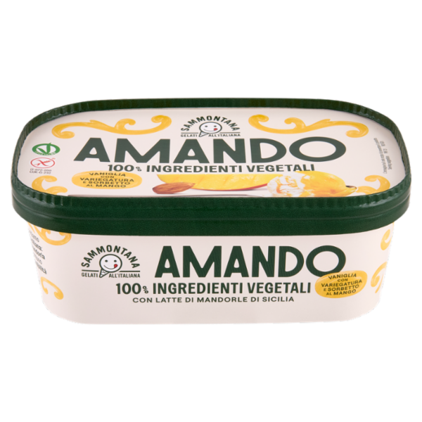 Sammontana Amando Gelato alla Vaniglia e Sorbetto al Mango con Variegatura al Mango 400 g
