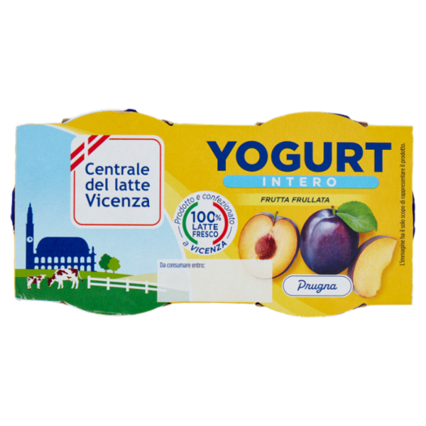 Centrale del latte Vicenza Yogurt Intero Frutta Frullata Prugna 2 x 125 g