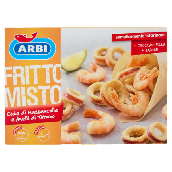 Arbi Fritto Misto Code di Mazzancolle e Anelli di Totano 280 g