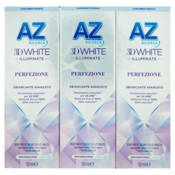 AZ Ricerca Dentifricio 3D White Illuminate Perfezione Sbiancante Avanzato 3 x 50 ml