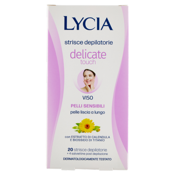Lycia delicate touch strisce depilatorie Viso Pelli Sensibili 20 strisce + 4 salviettine