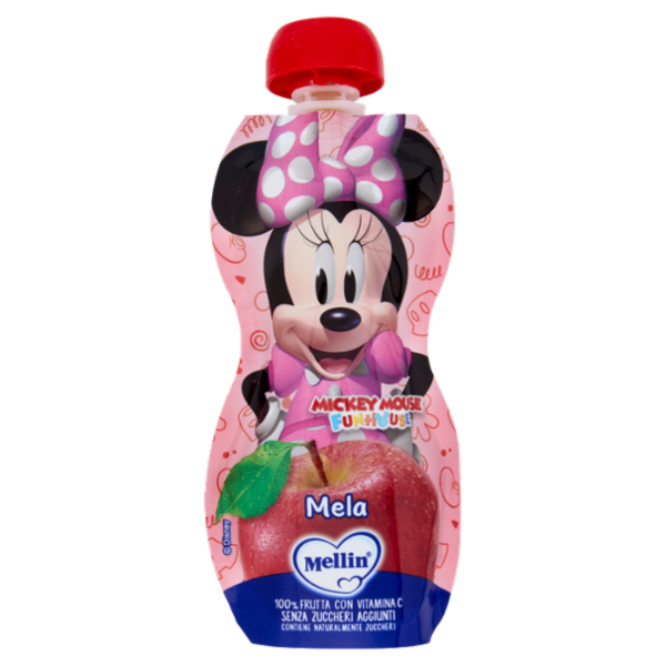 MELLIN Disney Minnie Merenda di Frutta 100% con VitC, Mela, dal 9° mese, 110g