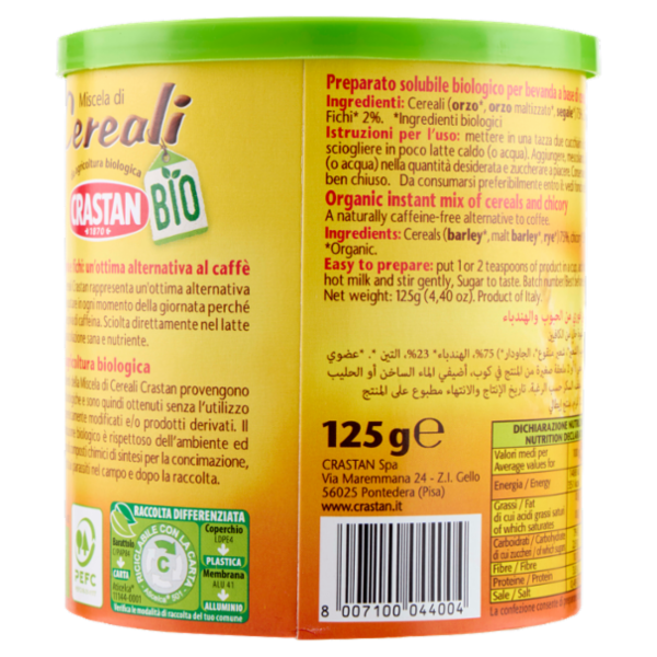 Crastan Bio Miscela di Cereali Solubile 125 g