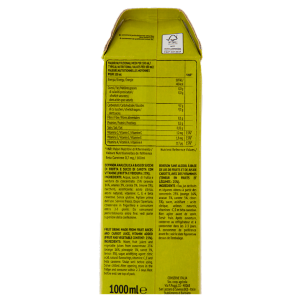 Yoga ACE Giallo Ananas Arancia Carota Limone con Vitamine 1000 ml