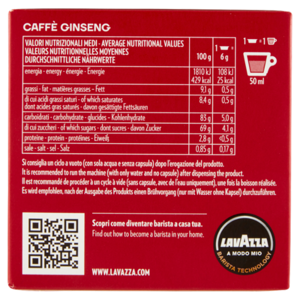 Lavazza A Modo Mio Caffè Ginseng 12 Capsule 72 g