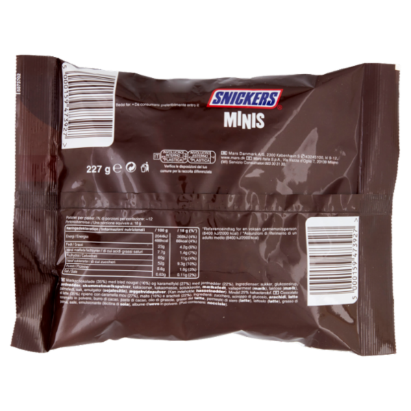 Snickers Minis Snack Cioccolatini al Latte con Arachidi e Caramello 227g