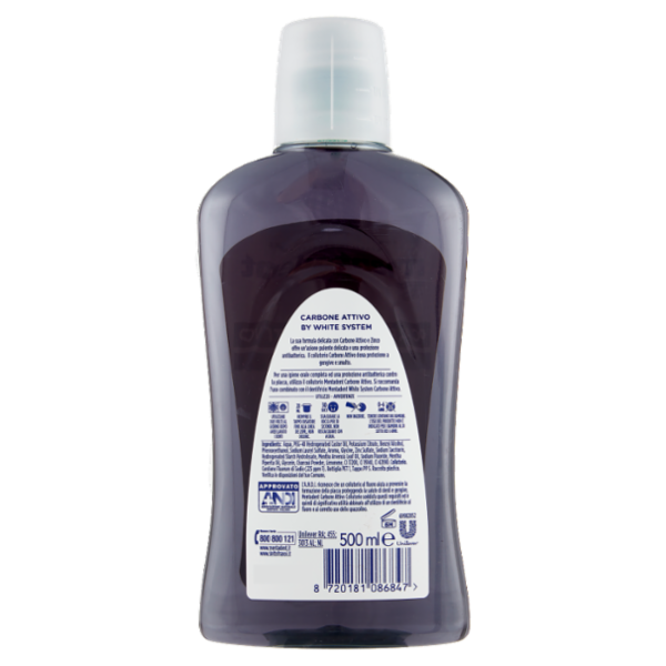Mentadent Collutorio Menta Piperita Carbone Attivo White System 500 ml