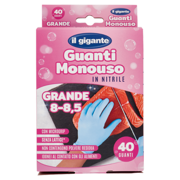 IL GIGANTE Guanti Monouso in Nitrile Grande 8 - 8,5 40 Guanti