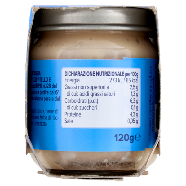 nipiol vitello omogeneizzato con carne e cereale 2 x 120 g