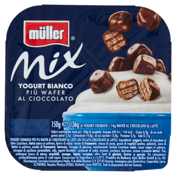 müller Mix Yogurt Bianco Più Wafer al Cioccolato 150 g