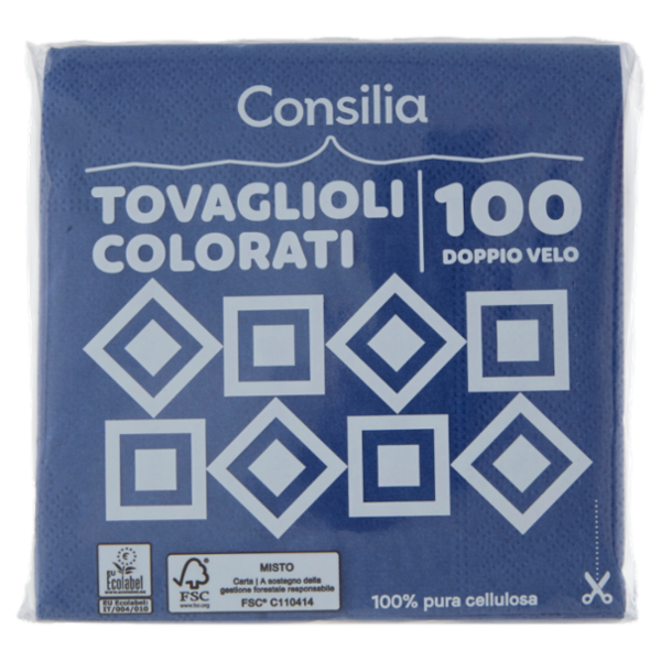Consilia Tovaglioli 2 Veli 25x25 cm Blu 100 pezzi