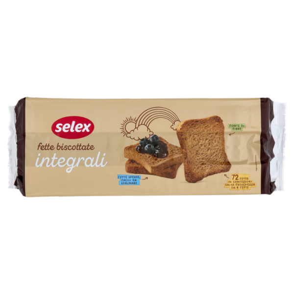 Selex Fette Biscottate con Farina di Frumento Integrale in Confez. Salvafreschezza 18x4 fette 640 g