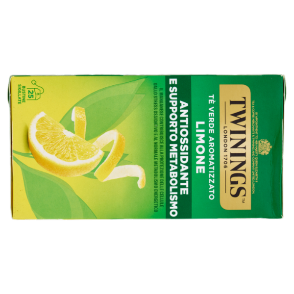 Twinings Limone Tè Verde aromatizzato Antiossidante e Supporto Metabolismo 25 filtri The 50 g