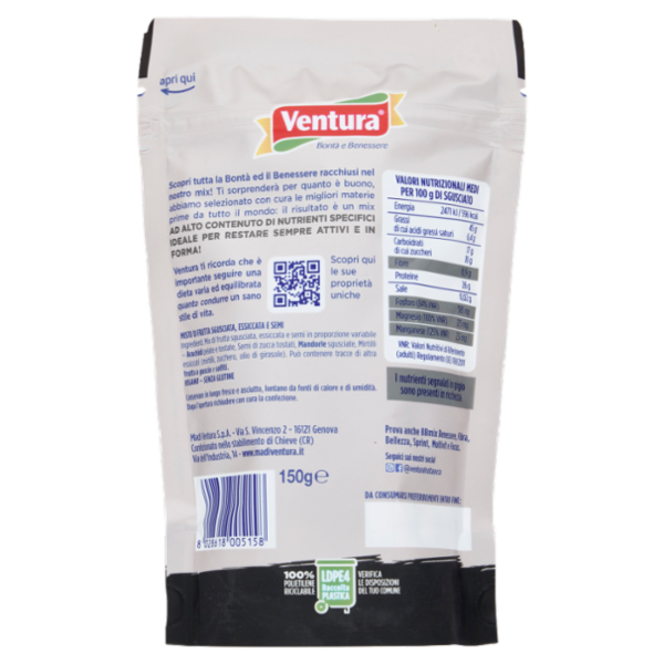 Ventura BBmix Proteico Mix di arachidi, semi di zucca, mandorle e mirtilli 150 g