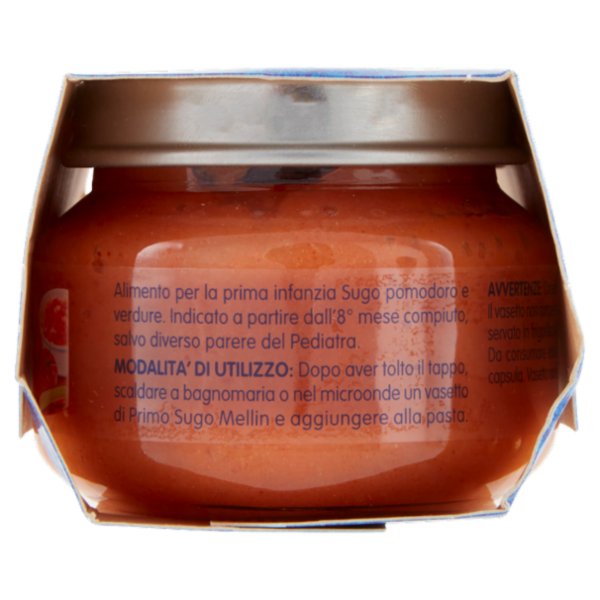 MELLIN Primo Sugo per la preparazione di pastine, Pomodoro e Verdure 2 x 80 g
