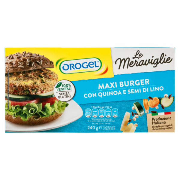 Orogel le Meraviglie Maxi Burger con Quinoa e Semi di Lino Surgelati 2 x 120 g