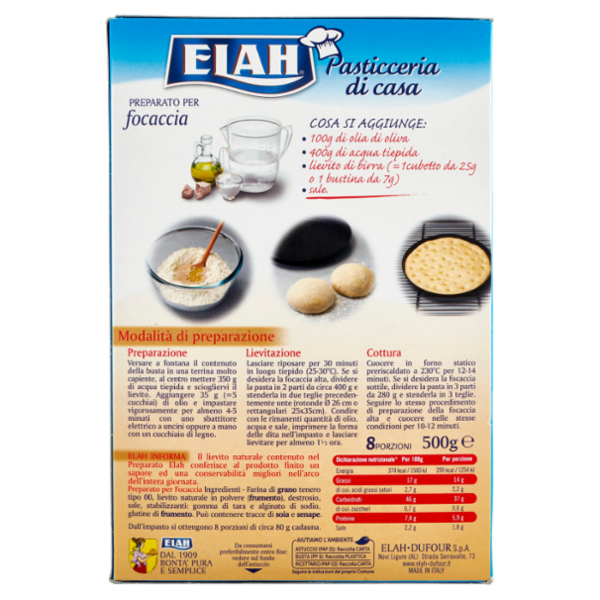 Elah Preparato per focaccia 500 g