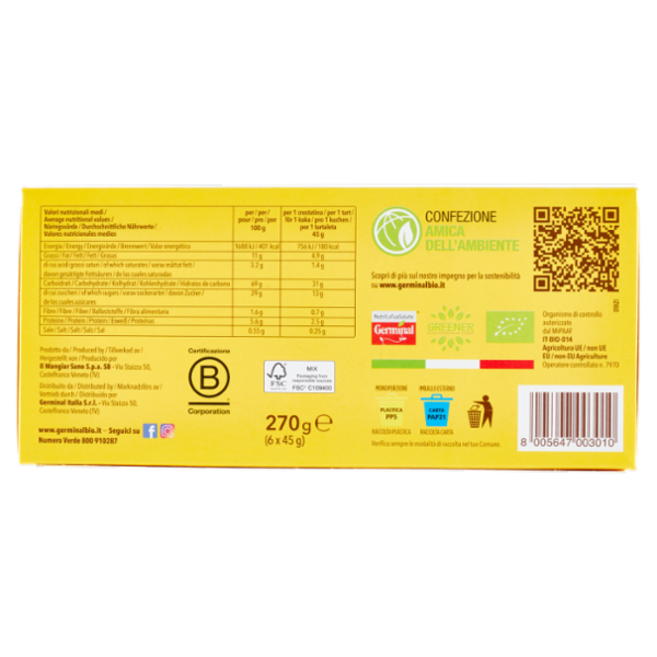 Germinal Bio Crostatina Albicocca 6 x 45 g