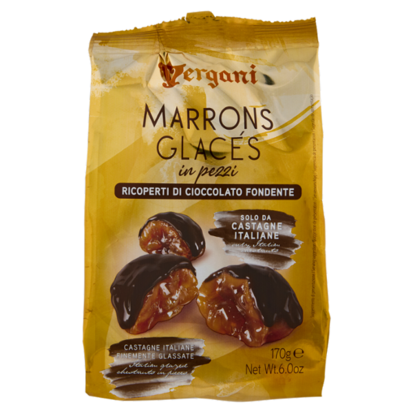 Vergani Marrons Glacés in pezzi Ricoperti di Cioccolato Fondente 170 g